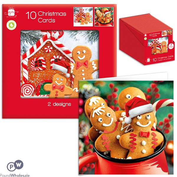 Giftmaker Festive Gingerbread Christmas Cards 10 Pack Cdu Assorted