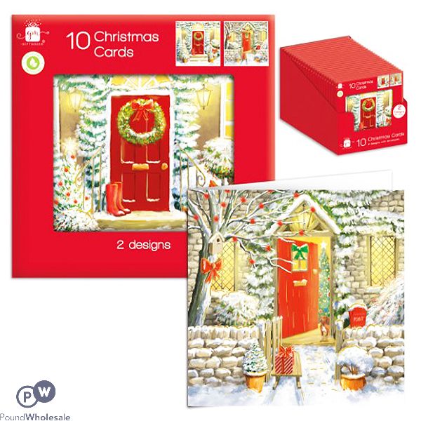 Giftmaker Festive Front Door Christmas Cards 10 Pack Cdu Assorted
