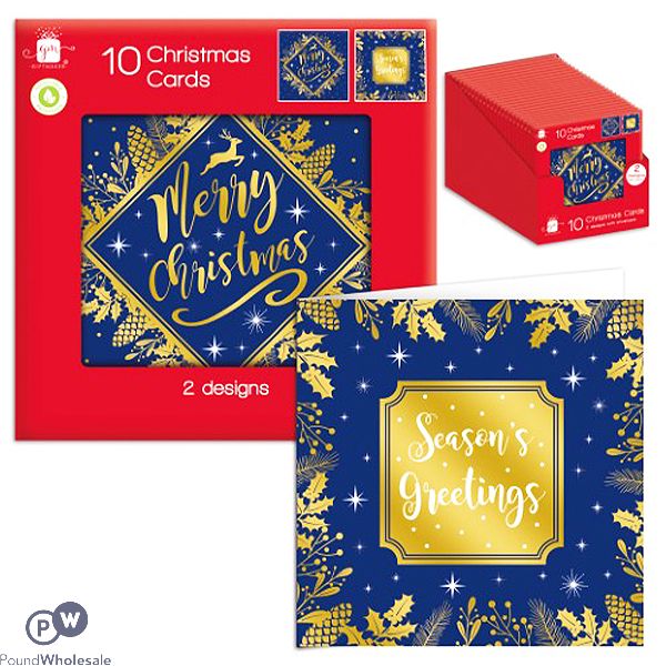 Giftmaker Festive Midnight Blue Christmas Cards 10 Pack Cdu Assorted