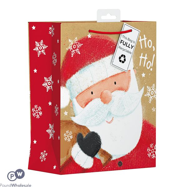 Giftmaker Christmas Whimsical Illustrated Santa Gift Bag Medium