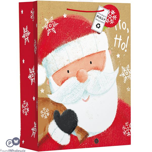 Giftmaker Christmas Whimsical Illustrated Santa Gift Bag Xl