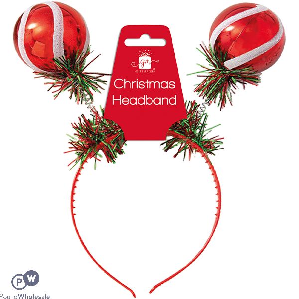 Giftmaker Christmas Novelty Bouncy Bauble Tinsel Headband
