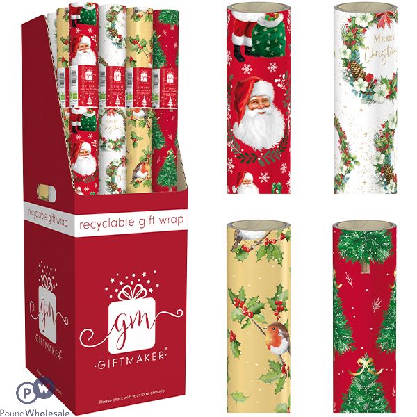 Giftmaker Christmas Traditions Gift Wrap 4m X 69cm Cdu Assorted