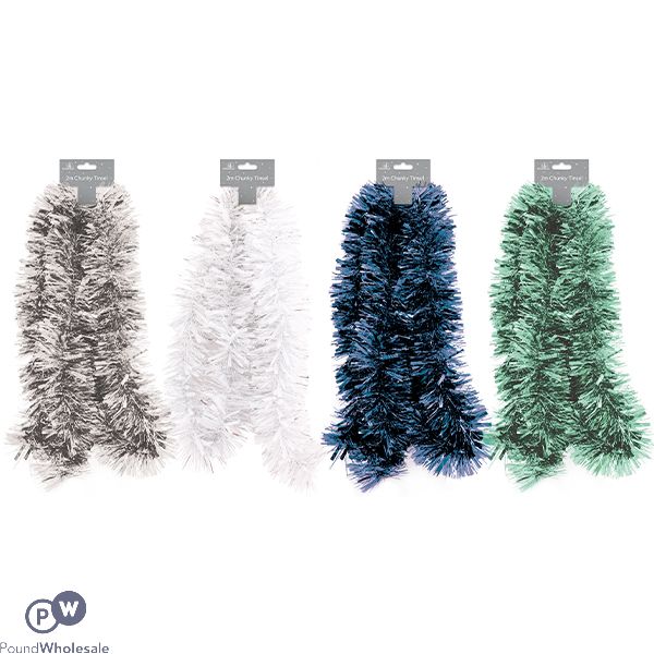 CHRISTMAS FOREST FROST CHUNKY TINSEL 2M ASSORTED COLOURS