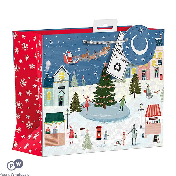 Giftmaker Christmas Winter Village Wide Gift Bag Medium