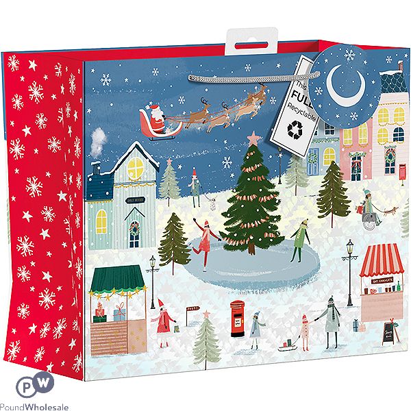Giftmaker Christmas Winter Village Wide Gift Bag Large