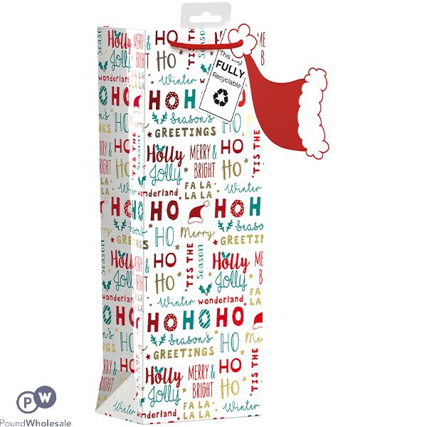 Giftmaker Christmas Text Gift Bag Bottle