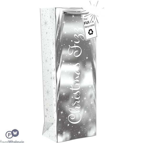 Giftmaker Christmas Fizz Silver Gift Bag Bottle
