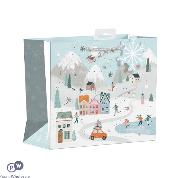 Giftmaker Christmas Driving Home Winter Village Wide Gift Bag Medium