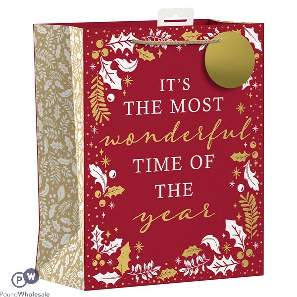 Giftmaker Christmas Wonderful Time Gift Bag Large