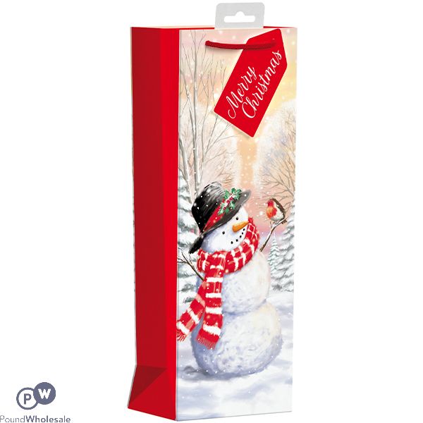 Giftmaker Christmas Winter Snowman Gift Bag Bottle