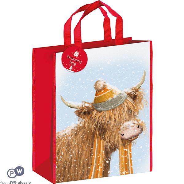 Giftmaker Christmas Portrait Highland Cow Shopping Bag