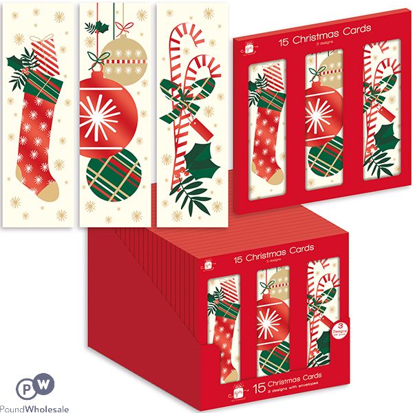 Giftmaker Mixed Slim Contemporary Christmas Cards 15 Pack Cdu