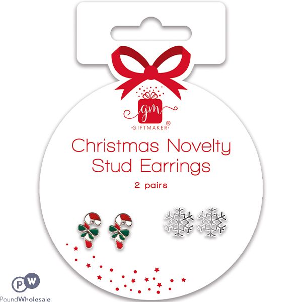 Giftmaker Christmas Novelty Stud Earrings 2 Pairs