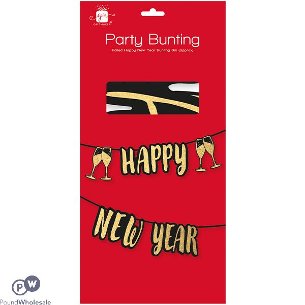 Giftmaker Foiled Happy New Year Party Bunting 3m