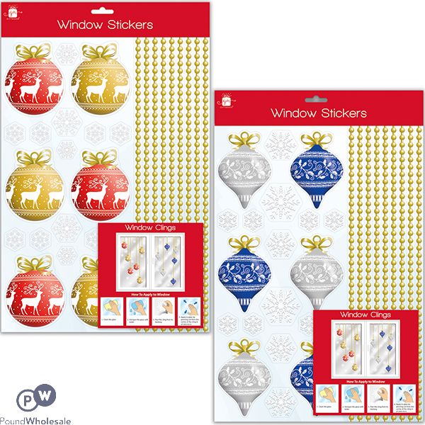 Giftmaker Christmas Bauble Window Sticker Set Assorted