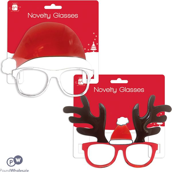 Giftmaker Christmas Santa & Reindeer Novelty Glasses Assorted