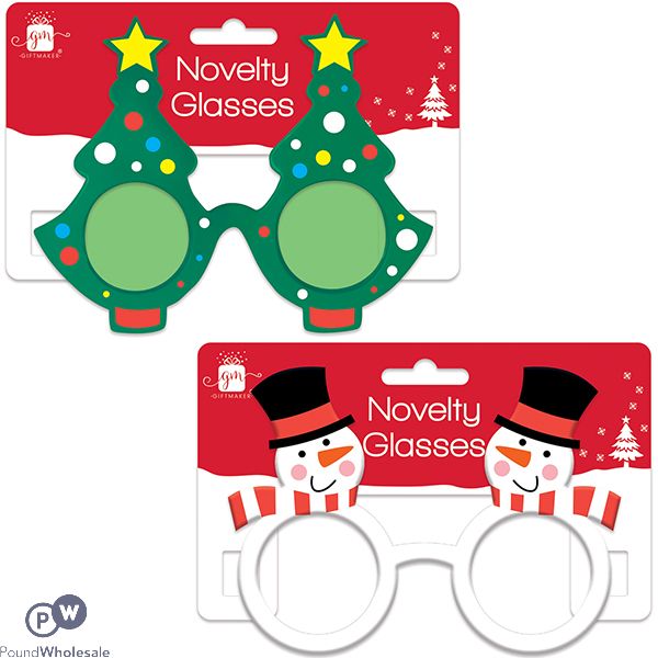Giftmaker Christmas Tree & Snowman Novelty Glasses Assorted