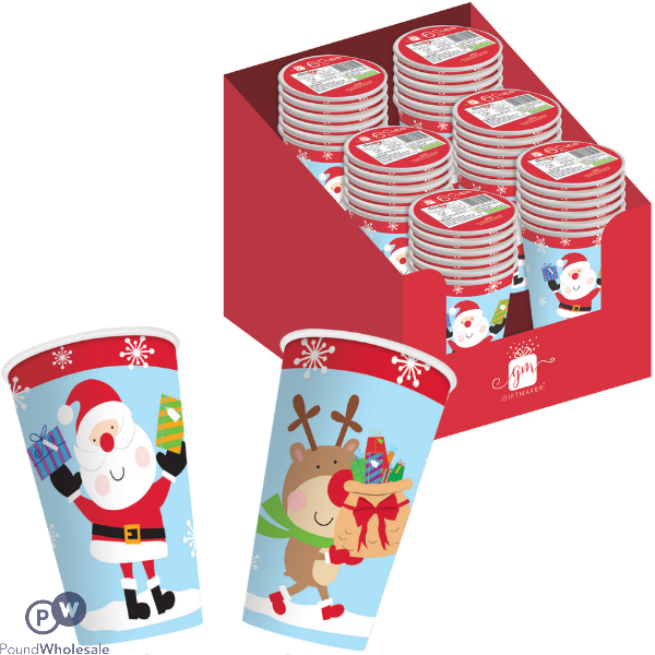 Giftmaker Assorted Christmas Character Paper Cups 8oz 6 Pack Cdu