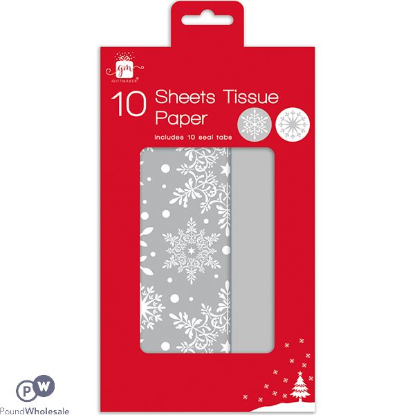 Giftmaker Christmas Assorted Snowflake Traditional Tissue Paper Sheets & Seal Tabs 10 Pack