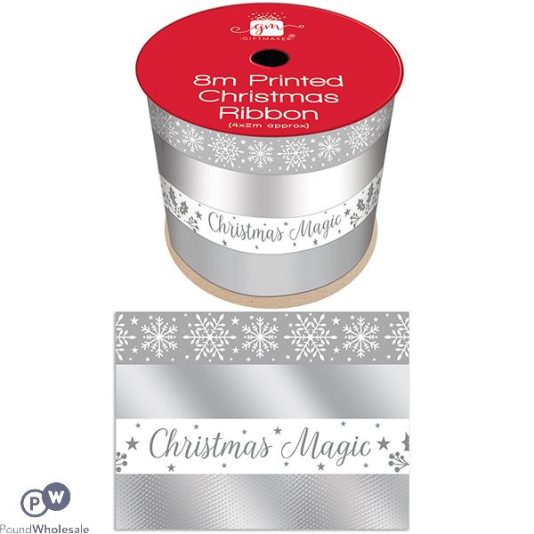 Giftmaker Christmas Mixed Printed Ribbon 2m 4 Pack Assorted