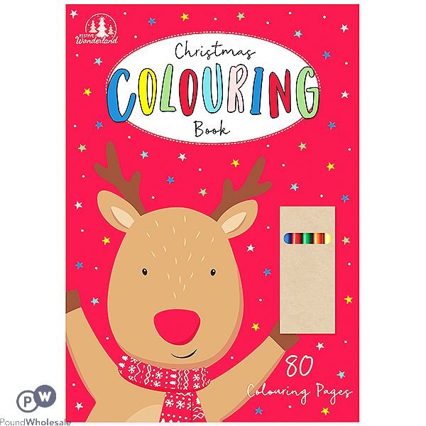 FESTIVE WONDERLAND PREMIUM CHRISTMAS COLOURING BOOK WITH CRAYONS