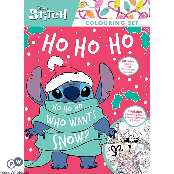 Disney Stitch Ho Ho Ho Christmas Colouring Book Set