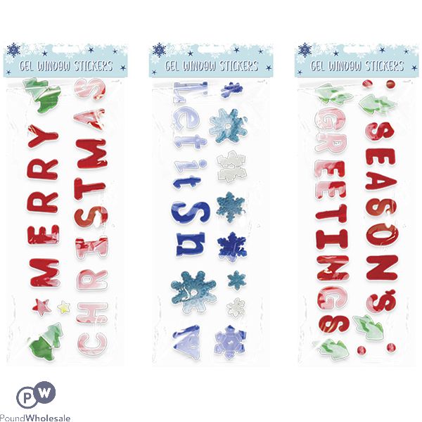 CHRISTMAS LARGE GEL WINDOW STICKERS ASSORTED