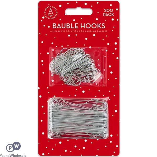 North Pole Accessories Christmas Bauble Hooks 200 Pack