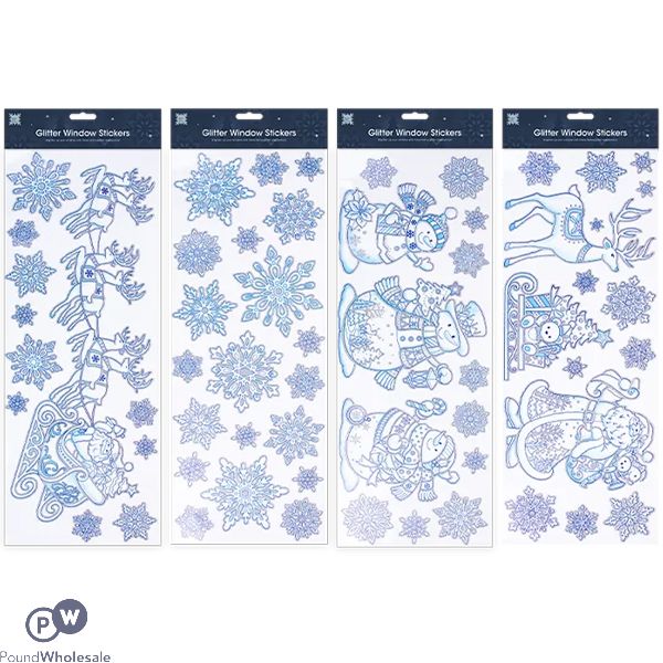 Christmas Glitter Window Stickers Assorted