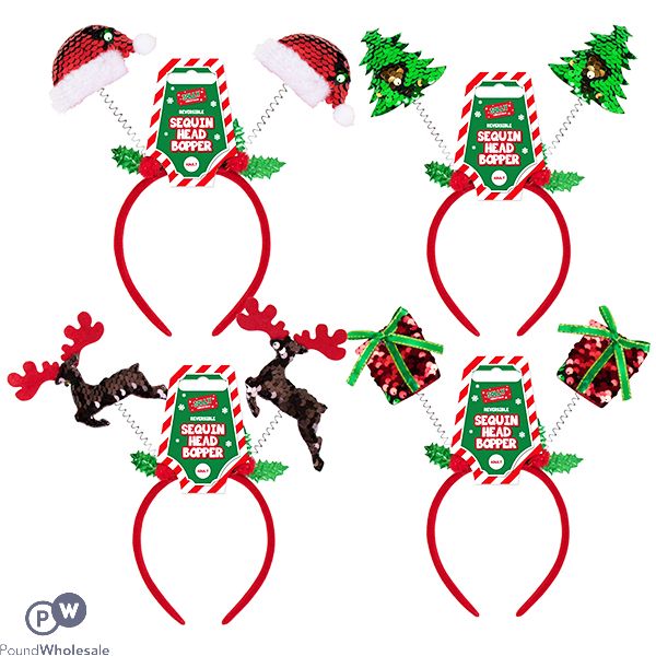 Christmas Reversible Sequin Head Boppers Assorted