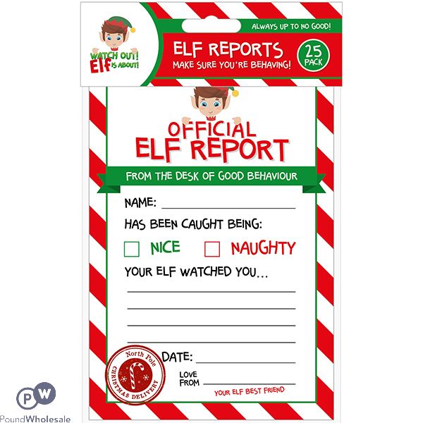 Elf Behaviour Reports 21cm X 14cm 25 Pack