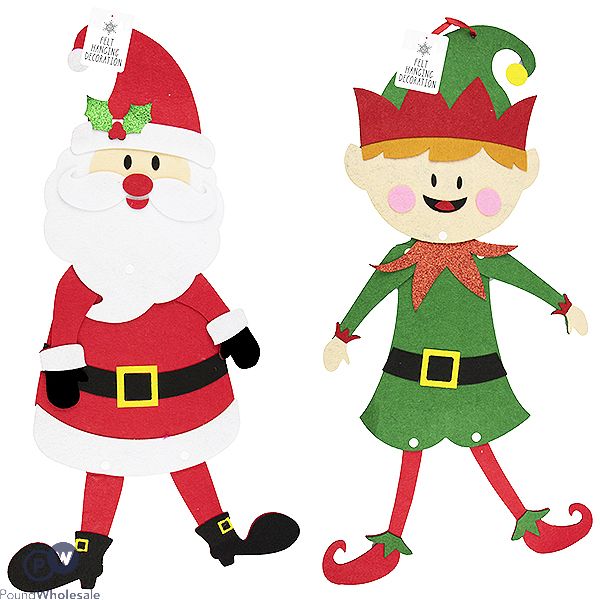 Christmas Felt Character Hanging Decoration Assorted