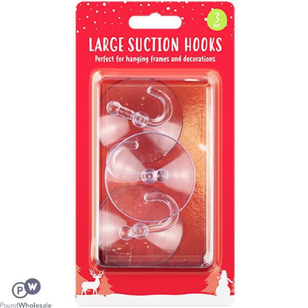 Christmas Large Suction Hooks 6cm 3 Pack