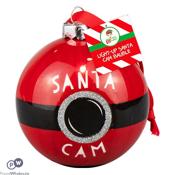 Christmas Light-Up Santa Cam Bauble