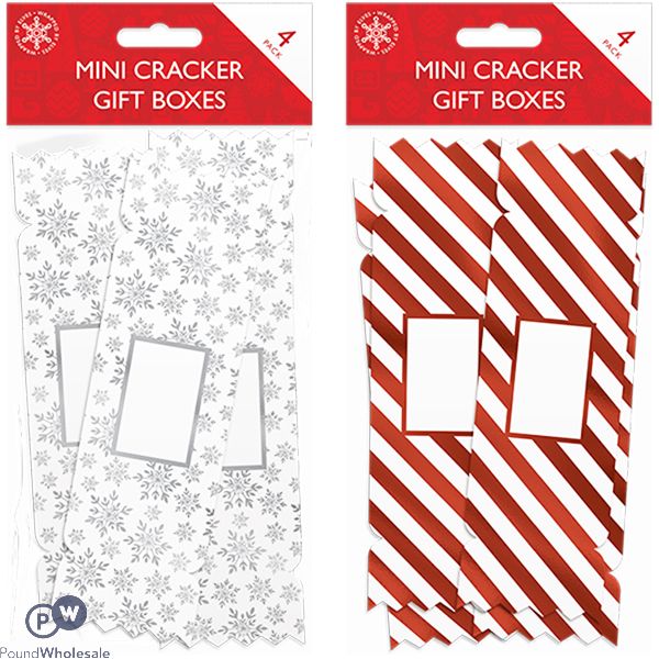 Christmas Mini Cracker Gift Boxes 4 Pack Assorted