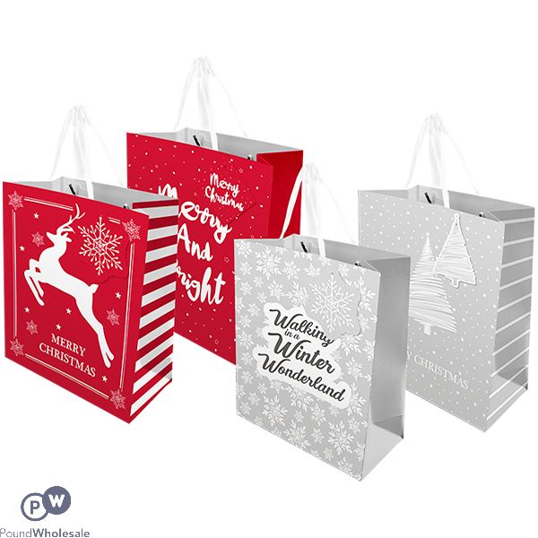 CHRISTMAS TRADITIONAL MEDIUM GIFT BAGS 2 PACK ASSORTED