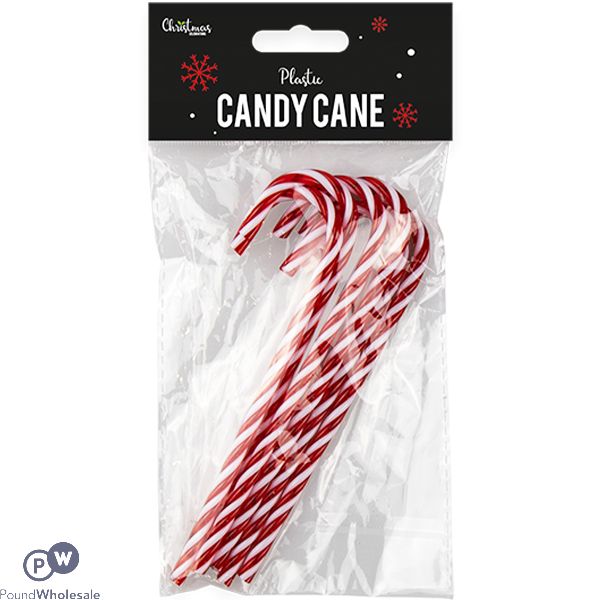 Christmas Plastic Candy Cane Decorations 15cm 6 Pack