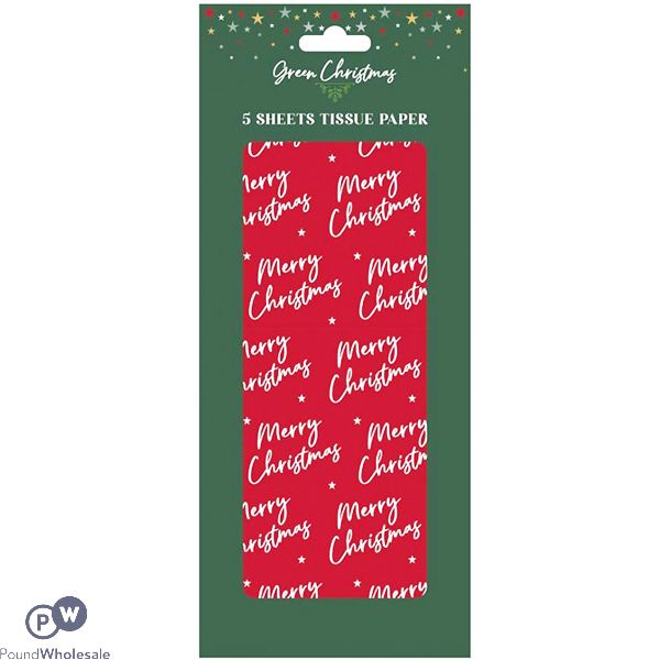 Christmas Red Tissue Paper Sheets 5 Pack 50cm X 70cm