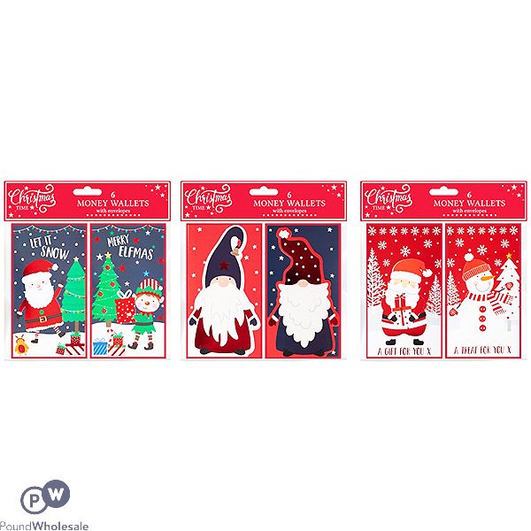 Christmas Foil Money Wallet 6 Pack Assorted
