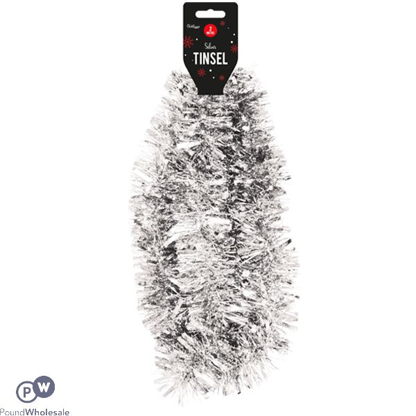 CHRISTMAS SILVER TINSEL 2M