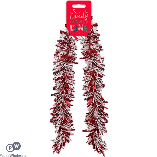 Christmas Red & White Tinsel 2m