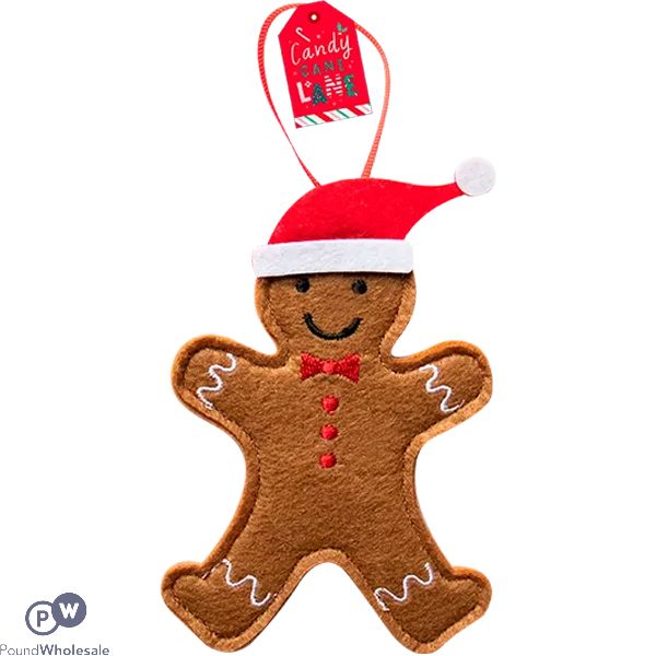 Christmas Felt Gingerbread Man Decoration 12.5cm X 8.5cm X 0.5cm