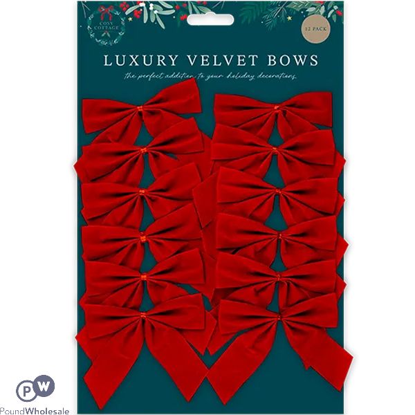 Christmas Red Velvet Bows 12 Pack
