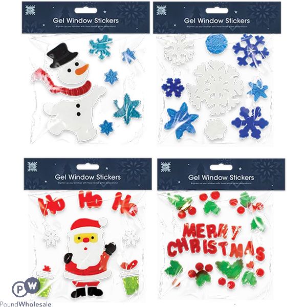 Christmas Gel Window Stickers Set Assorted
