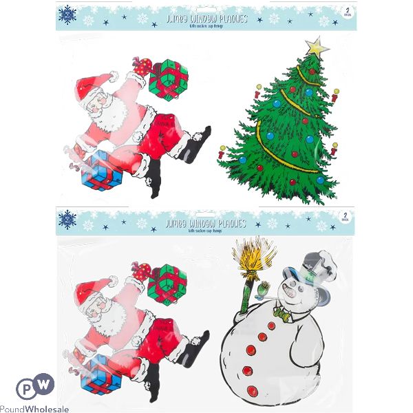 Christmas Large Suction Window Plaques 2 Pack