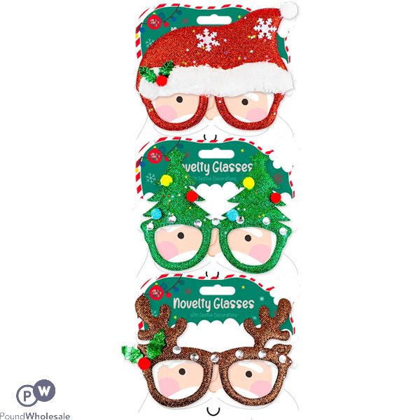 Jolly Christmas Novelty Glasses Cdu Assorted