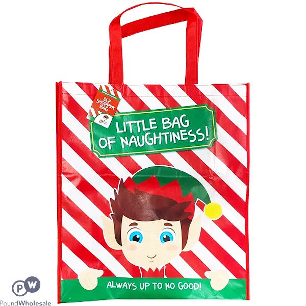 Christmas Woven Pp Elf Shopping Bag 45cm X 40cm X 14cm
