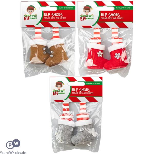 Christmas Polyester Elf Shoes Assorted Colours