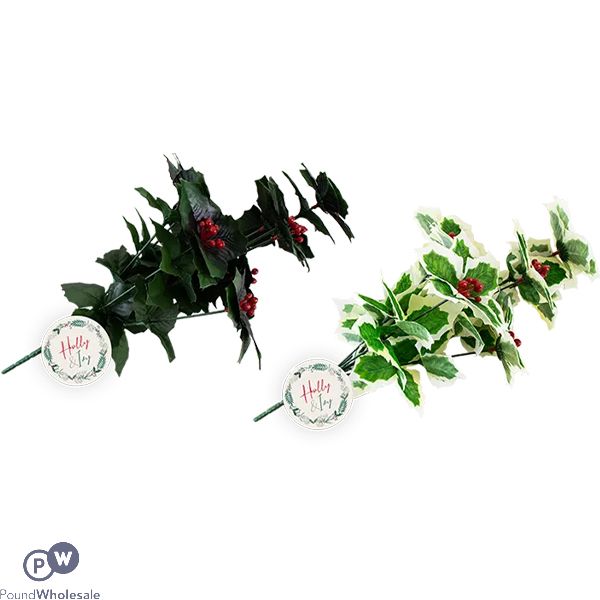 Christmas Decorative Christmas Holly Spray 40cm Assorted Colours